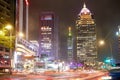 Taipei city street rainy night, Taiwan Royalty Free Stock Photo