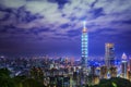 Taipei City Scape. Taipei nightlight in Taiwan with foggy evening light. Taiwan city skyline at twilight view in the business Royalty Free Stock Photo