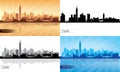 Taipei city skyline silhouettes set