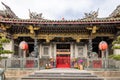 Daytime shot of many people visiting Lungshan Temple