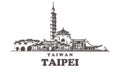 Taipei sketch skyline. Taiwan, Taipei hand drawn vector illustration