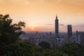 Taipei skyine at sunset in spring Royalty Free Stock Photo