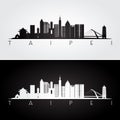 Taipei skyline and landmarks silhouette