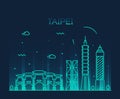 Taipei skyline Trendy vector illustration linear