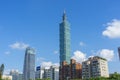 Taipei 101 Skyscraper and blue sky in Taipei. Royalty Free Stock Photo