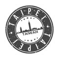 Taipei Taiwan Asia Stamp Logo Icon Symbol Design Skyline City Vector Seal.