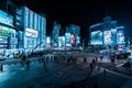 Taipei, Taiwan - 3/3/19 - Bright lights of Ximending at night.