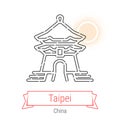 Taipei, Taiwan, China Vector Line Icon