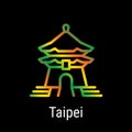 Taipei, Taiwan, China Vector Line Icon
