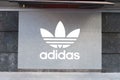 TAIPEI, TAIWAN - CIRCA February, 2018: Close up shot of Adidas logo.