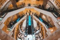 Taipei/Taiwan . circa July 2017: The escalators inside the Taipei 101 Mall with customers shopping