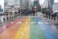 Wonderful rainbow crosswalk in Ximending, Taipei