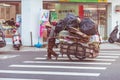 Taipei-Taiwan - DECEMBER 14Th, 2019 : Old woman is working collect garbage for sale in Taiwan.