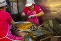 Taiwan, Taipei, Dragon Boat Festival, South Gate Market, making meat dumplings