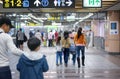 TAIPEI, TAIWAN - JANUARY 09: Unidentified group of kids walks towards the exit of Taipei MRT station at Longshang station in