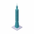 Taipei 101 Taiwan Landmark Building Isometric Illustration Vector