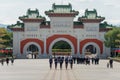 Changing of the honored guards at National Revolutionary Martyrs` Shrine Taipei Martyrs` Shrine in Taipei, Taiwan.