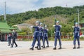 Changing of the honored guards at National Revolutionary Martyrs` Shrine Taipei Martyrs` Shrine in Taipei, Taiwan.