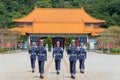Changing of the honored guards at National Revolutionary Martyrs` Shrine Taipei Martyrs` Shrine in Taipei, Taiwan.