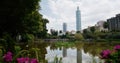 Taipei 101 city landmark in Sun Yat Sen Memorial hall Royalty Free Stock Photo