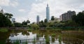 Taipei 101 city landmark in Sun Yat Sen Memorial hall Royalty Free Stock Photo