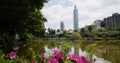 Taipei 101 city landmark in Sun Yat Sen Memorial hall Royalty Free Stock Photo