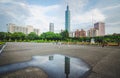 Gardens at the National Sun Yat-sen Memorial Hall and Taipei 101, in the Xinyi District, Taipei, Taiwan Royalty Free Stock Photo