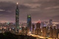 TAIPEI, TAIWAN - NOVEMBER 29, 2016: Taipei, Taiwan. Night Panorama. Skyline. Cityscape. Taipei 101 Taipei World Financial Center i Royalty Free Stock Photo