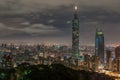 TAIPEI, TAIWAN - NOVEMBER 29, 2016: Taipei, Taiwan. Night Panorama. Skyline. Cityscape. Taipei 101 Taipei World Financial Center i Royalty Free Stock Photo