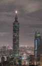 TAIPEI, TAIWAN - NOVEMBER 29, 2016: Taipei, Taiwan. Night Panorama. Skyline. Cityscape. Taipei 101 Taipei World Financial Center i Royalty Free Stock Photo