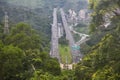 Taipei,Taiwan-October 12 ,2018:Aerial view of taiwan from cable car at taipei zoo in rainny day Royalty Free Stock Photo