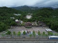 Aerial view of Taipei Zoo by drone. Many visitors in Taipei Zoo