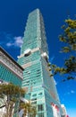 TAIPEI,TAIWAN - OCTOBER 9,2017 : Close up view of Taipei 101 Skyscraper, capital city
