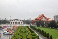 Taipei, Taiwan - October 12, 2018: The National Theater and National Concert Hall at Chiang Kai Shek memorial hall. In the rainy Royalty Free Stock Photo