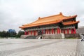 Taipei, Taiwan - October 12, 2018: The National Theater and National Concert Hall at Chiang Kai Shek memorial hall. In the rainy. Royalty Free Stock Photo