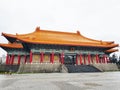 Taipei, Taiwan - October 12, 2018: The National Theater and National Concert Hall at Chiang Kai Shek memorial hall. In the rainy Royalty Free Stock Photo