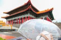 Taipei, Taiwan - October 12, 2018: People visit The National Theater and National Concert Hall at Chiang Kai Shek memorial hall. Royalty Free Stock Photo