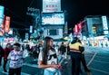 Taipei, Taiwan - 3/3/19 - A woman poses at a night market in Taipei