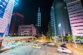 Taipei 101 tower with traffic on road at night in Taipei, Taiwan Royalty Free Stock Photo