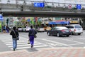 Taipei traffic under the highway bridge