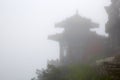 Taishan Mountain traditional buildings in fog