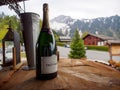 Taittinger Brut Champagne at Swiss Alps restaurant, Montreux, Switzerland Royalty Free Stock Photo