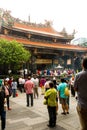 Closeup many people in Longshan Temple ,Taiwan