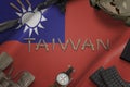 Taiwan army equipment concept on flag. Text writen with bullets