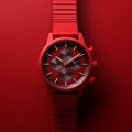 Hyper-realistic Red Swatch Watch With Industrial Design And Tangible Texture