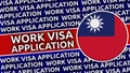 Taiwan Circular Flag with Work Visa Application Titles Royalty Free Stock Photo