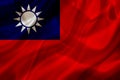 Taiwan country flag on silk or silky waving texture Royalty Free Stock Photo