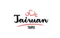 Taiwan country with red love heart and its capital Taipei creative typography logo design