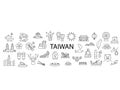 Taiwan culture concept with outline icons. Taiwanese items. Elements for travel agent and guide. Vector illustration