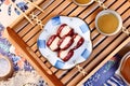 Red dates stuffed with sticky rice cake Royalty Free Stock Photo